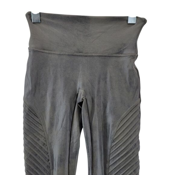 Spanx Faux Leather Moto Leggings Womens Small Gray Sexy City Coastal Compression - Picture 2 of 9